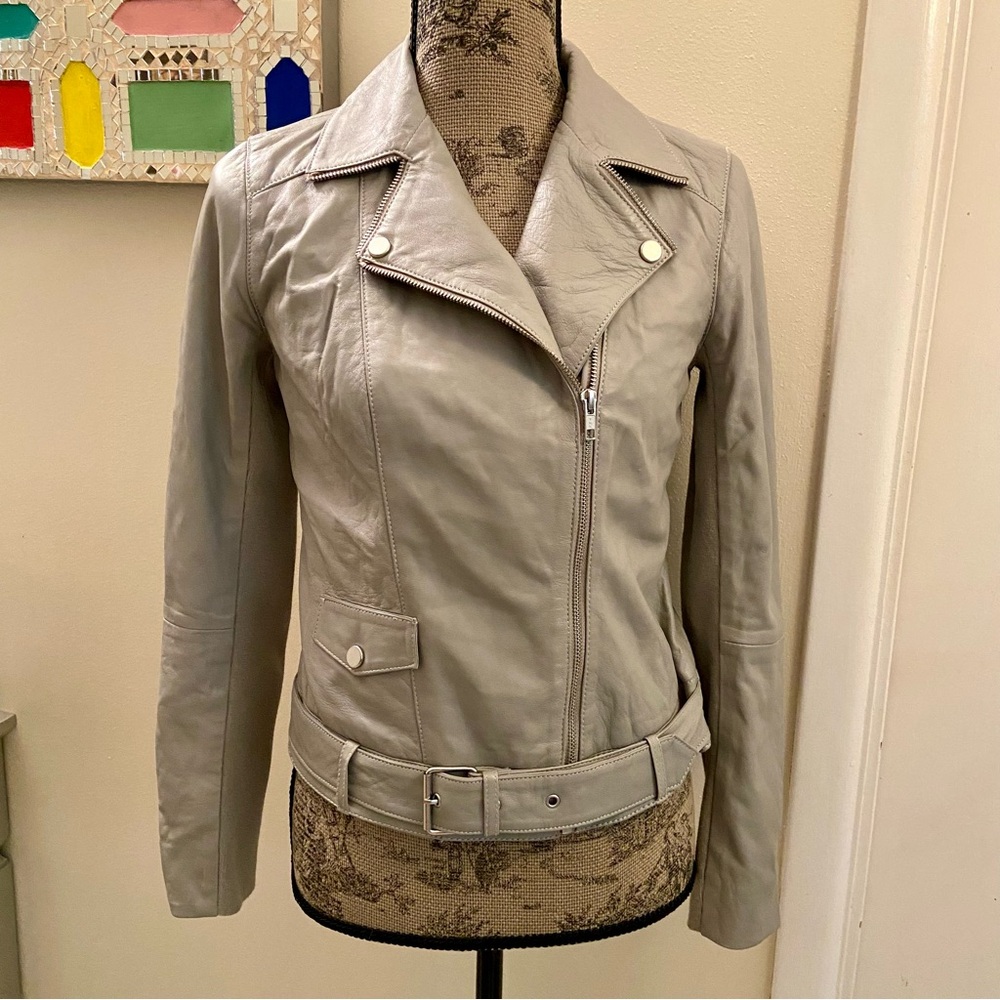 ✨EUC Trouvé Genuine Leather Front Belted Moto Jacket